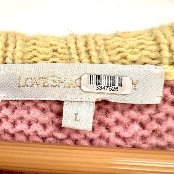 LOVESHACKFANCY Shirelle Puff Sleeve Heart Sweater Wool alpaca Romantic women L - Picture 7 of 13